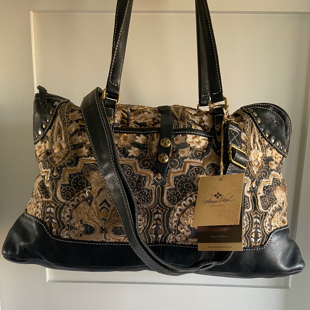 Patricia Nash Italian Folklore Overnight Travel Satchel Duffle Bag w/ Embroidery